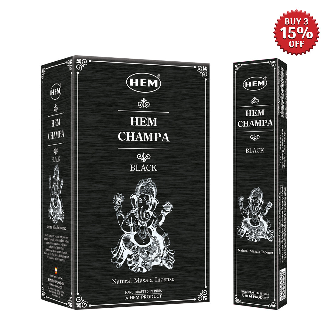 HEM Champa Black Masala Incense Sticks (12 Packets 15g Each)