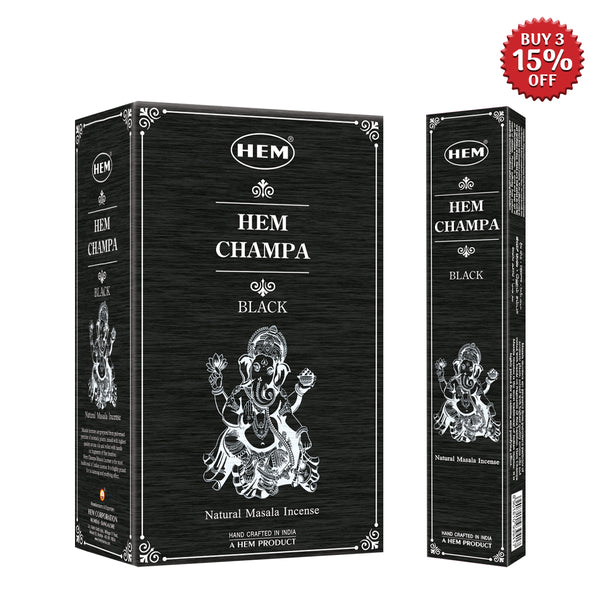 HEM Champa Black Masala Incense Sticks (12 Packets 15g Each)