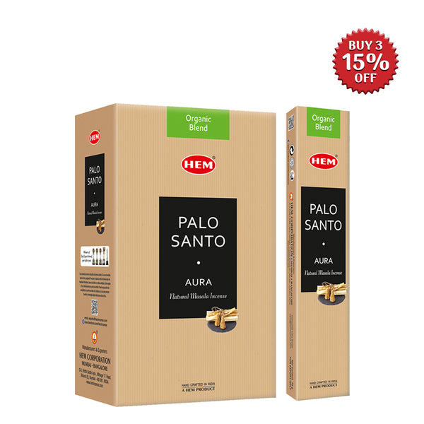 HEM Palo Santo Aura Natural Masala Incense Sticks (12 Packets 15g Each)