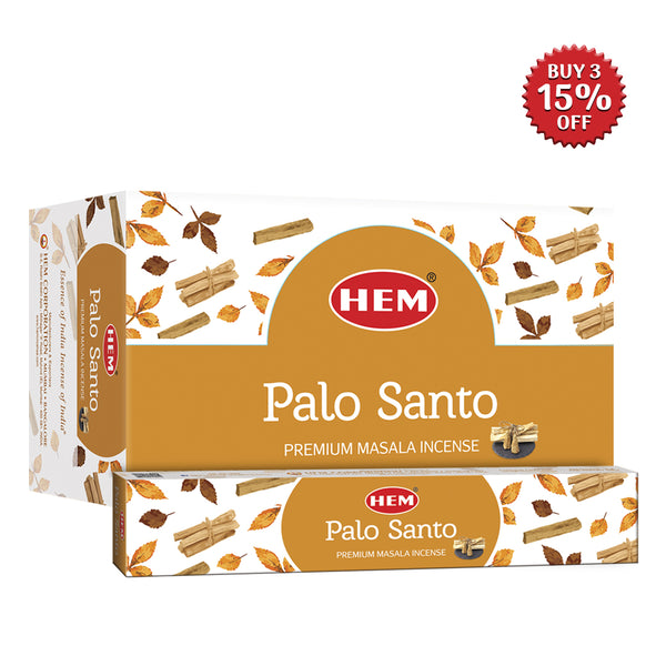 HEM Palo Santo Premium Masala Incense Sticks - 12 Packets (15g Each)