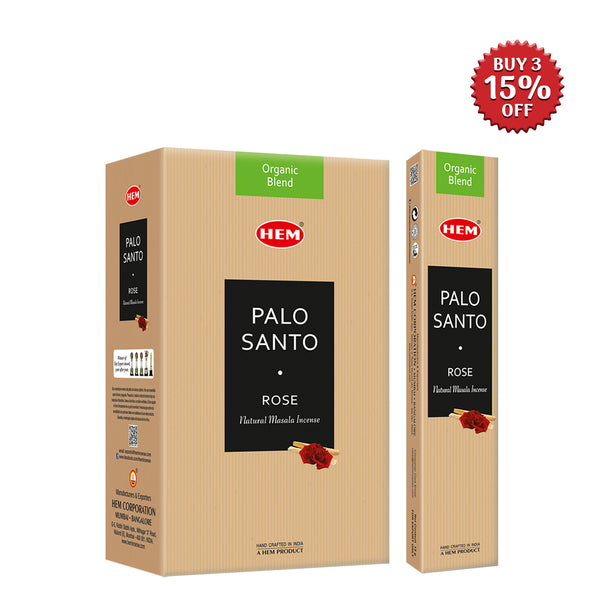 HEM Palo Santo Rose Natural Masala Incense Sticks (12 Packets 15g Each)