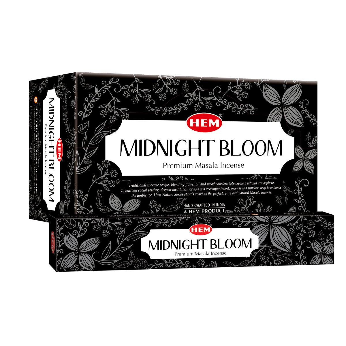 HEM Midnight Bloom Premium Masala Incense Sticks (12 Packets 15g Each)